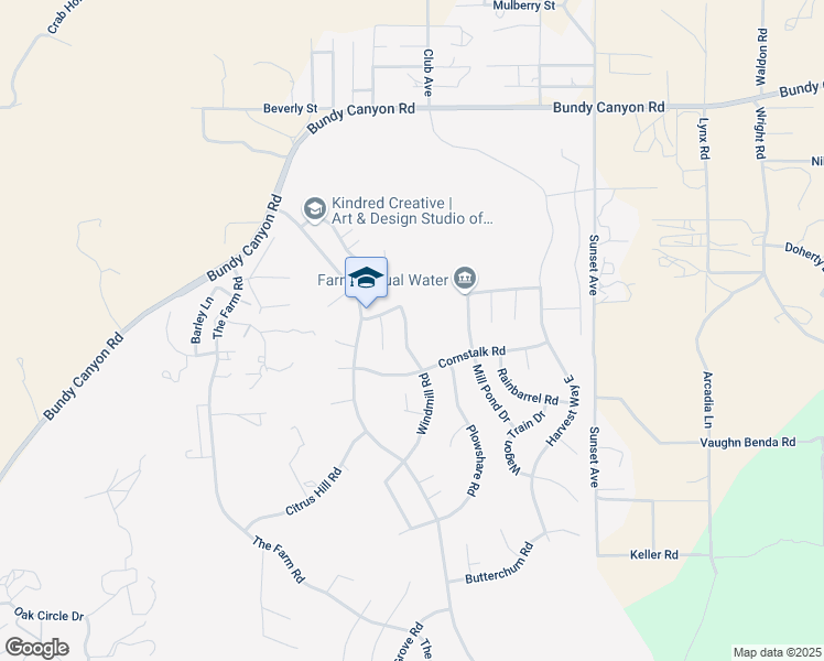 map of restaurants, bars, coffee shops, grocery stores, and more near 33496 Windmill Road in Wildomar