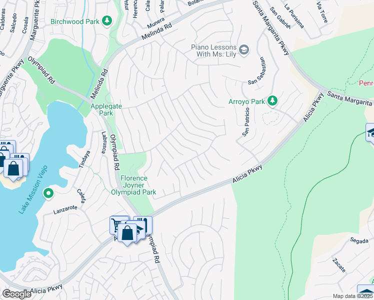 map of restaurants, bars, coffee shops, grocery stores, and more near 22591 Wakefield in Mission Viejo