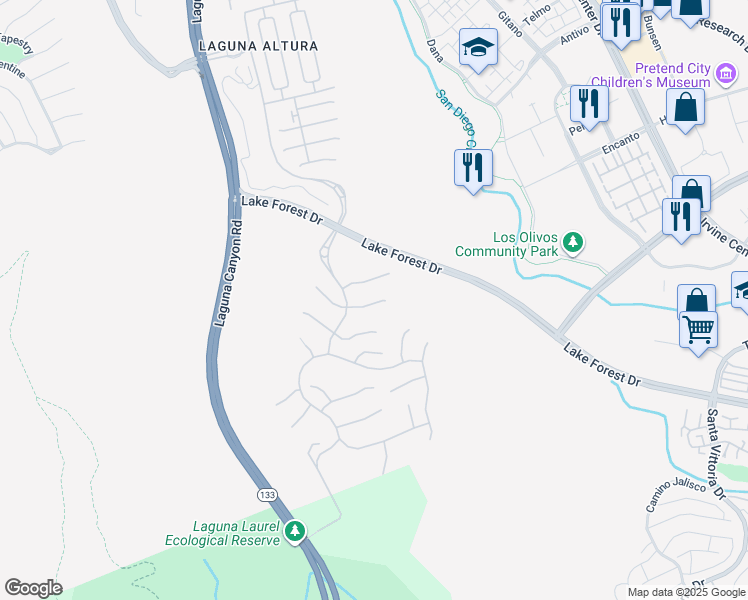 map of restaurants, bars, coffee shops, grocery stores, and more near 111 Gardenview in Irvine