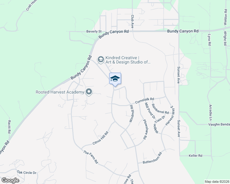 map of restaurants, bars, coffee shops, grocery stores, and more near 33305 Windmill Road in Wildomar