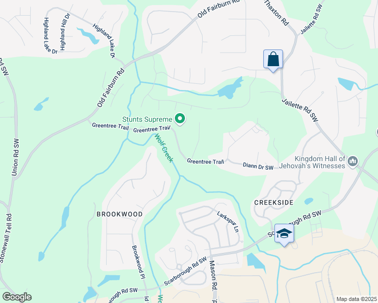 map of restaurants, bars, coffee shops, grocery stores, and more near 4995 Greentree Trail in College Park