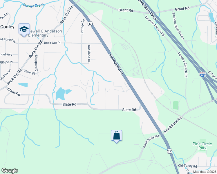 map of restaurants, bars, coffee shops, grocery stores, and more near 2096 Dylan Court in Ellenwood