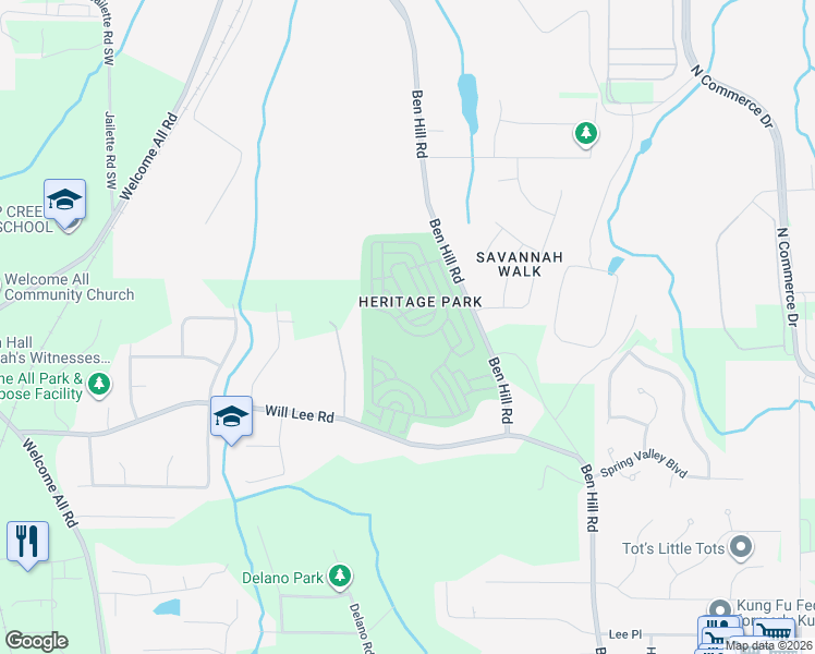 map of restaurants, bars, coffee shops, grocery stores, and more near 4646 Parkway Circle in Atlanta