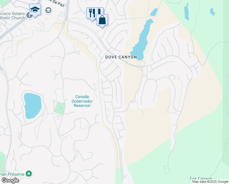 map of restaurants, bars, coffee shops, grocery stores, and more near 21 Wakonda in Trabuco Canyon
