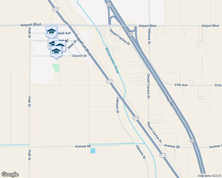 map of restaurants, bars, coffee shops, grocery stores, and more near 57023 Grapefruit Boulevard in Thermal