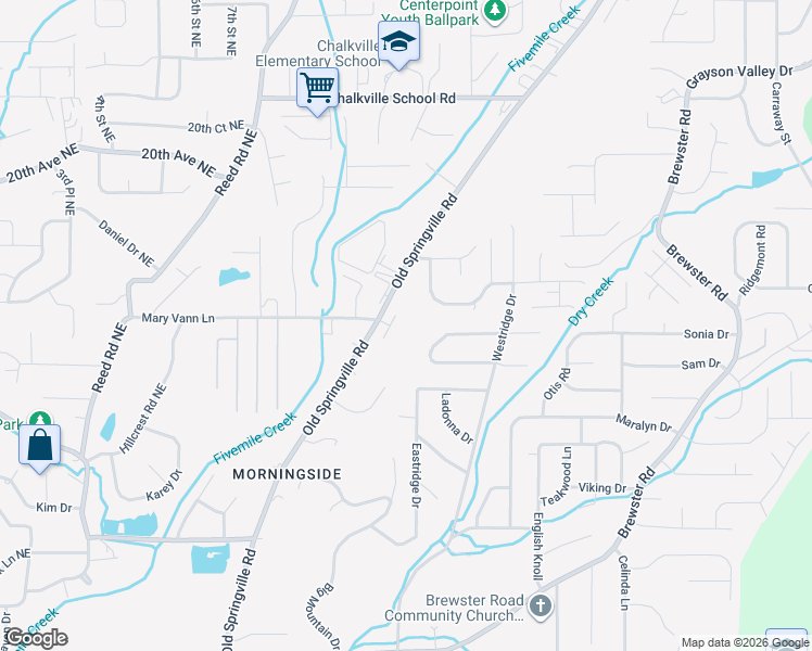 map of restaurants, bars, coffee shops, grocery stores, and more near 1657 Park Terrace in Birmingham