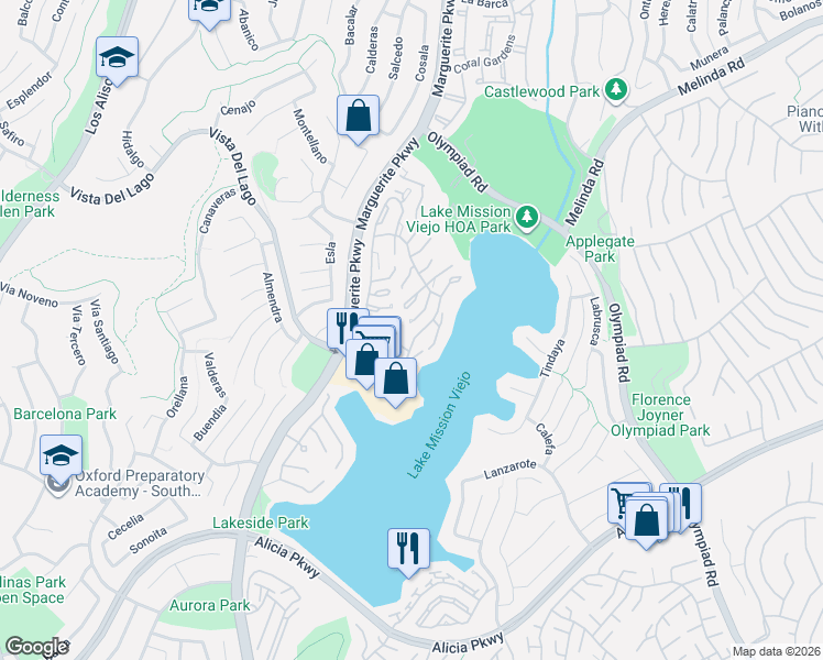 map of restaurants, bars, coffee shops, grocery stores, and more near 22604 La Puebla in Mission Viejo