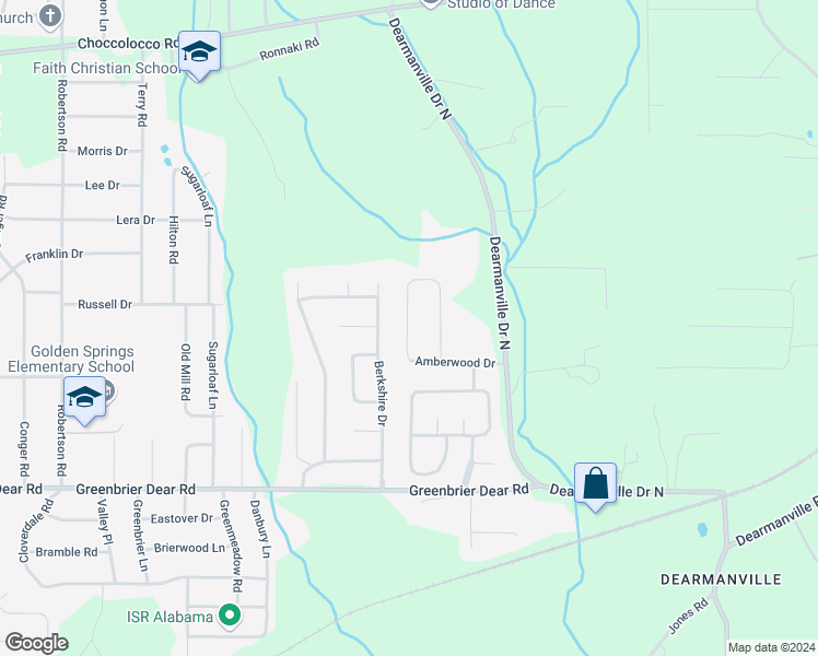 map of restaurants, bars, coffee shops, grocery stores, and more near 4643 Amberwood Lane in Anniston