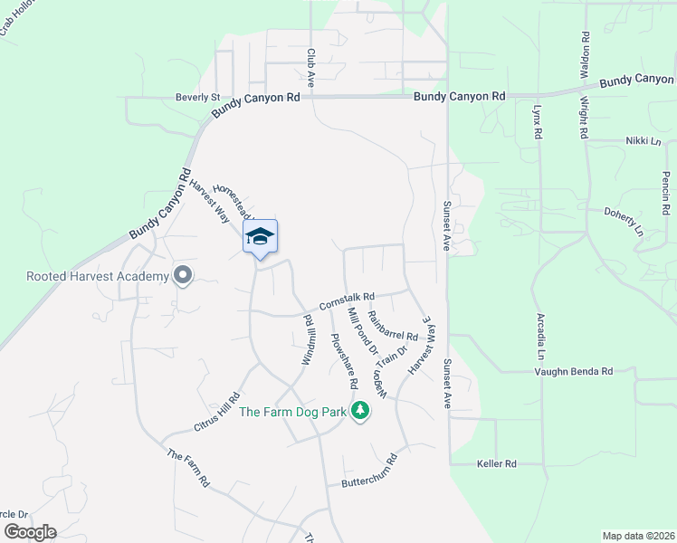 map of restaurants, bars, coffee shops, grocery stores, and more near 33451 Calico Court in Wildomar