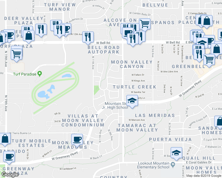 map of restaurants, bars, coffee shops, grocery stores, and more near 746 West Sandra Terrace in Phoenix