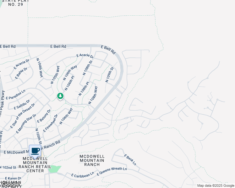 map of restaurants, bars, coffee shops, grocery stores, and more near 10948 East Cosmos Circle in Scottsdale