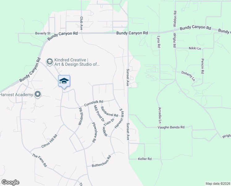 map of restaurants, bars, coffee shops, grocery stores, and more near 33510 Harvest Way in Wildomar