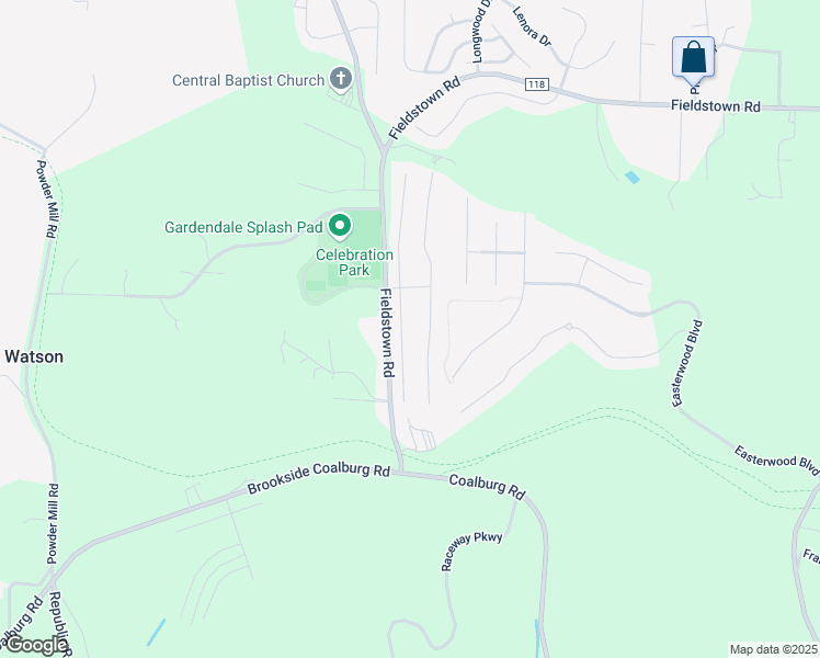 map of restaurants, bars, coffee shops, grocery stores, and more near 4389 Canterbury Street in Mount Olive