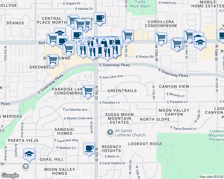 map of restaurants, bars, coffee shops, grocery stores, and more near 810 North 8th Place in Phoenix