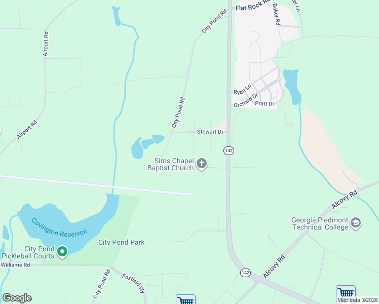 map of restaurants, bars, coffee shops, grocery stores, and more near 105 Otelia Lane in Covington