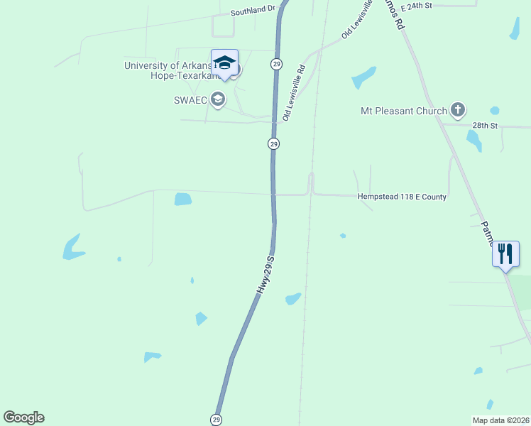 map of restaurants, bars, coffee shops, grocery stores, and more near 3302 Arkansas 29 in Hope