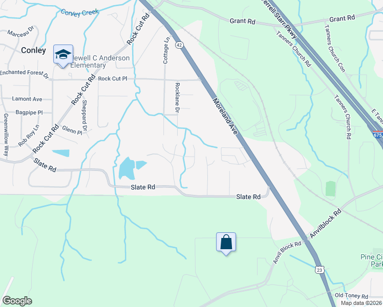 map of restaurants, bars, coffee shops, grocery stores, and more near 2044 Newton Estates Drive in Ellenwood