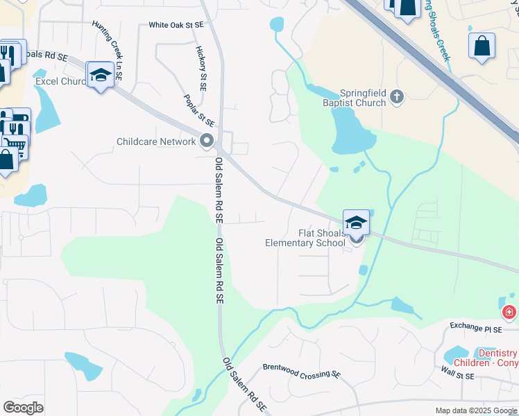 map of restaurants, bars, coffee shops, grocery stores, and more near 2100 Ann Court in Conyers