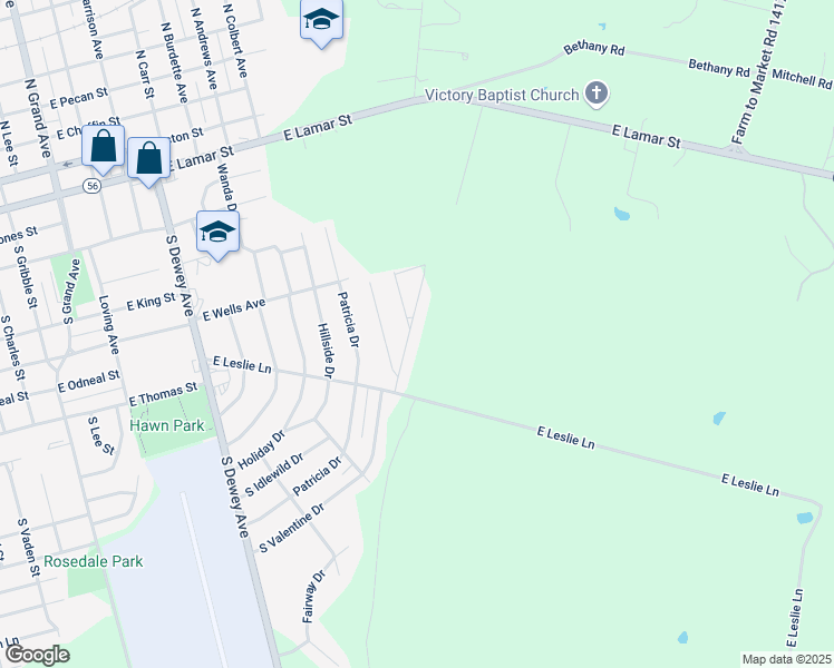 map of restaurants, bars, coffee shops, grocery stores, and more near 745 South Valentine Drive in Sherman