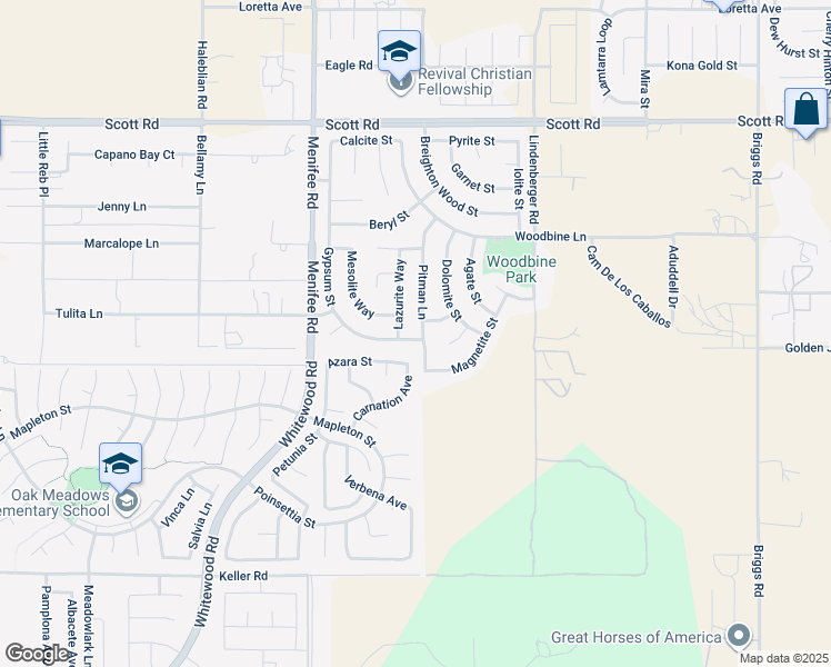 map of restaurants, bars, coffee shops, grocery stores, and more near 33467 Pitman Lane in Menifee