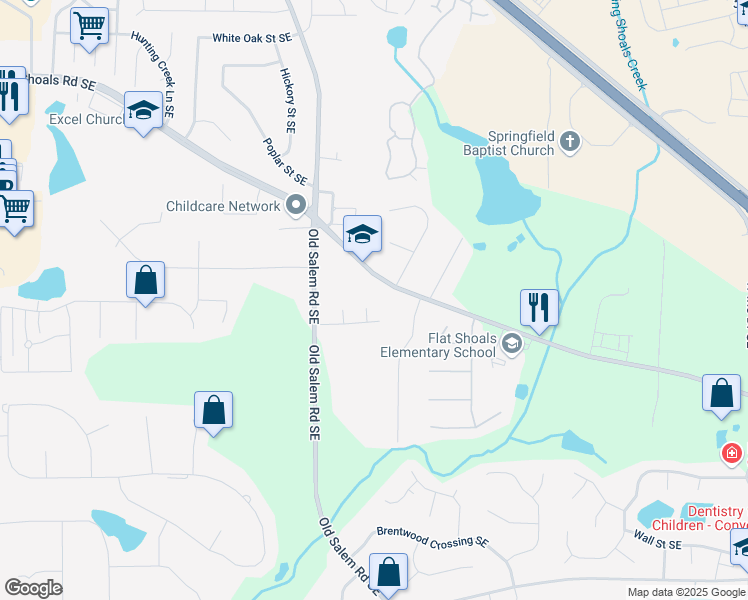 map of restaurants, bars, coffee shops, grocery stores, and more near 2100 Ann Court in Conyers
