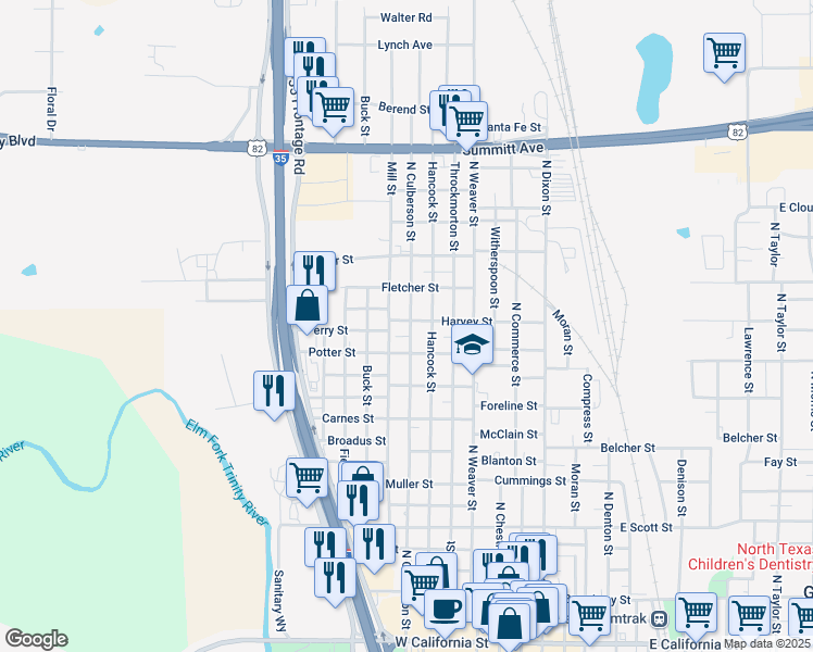 map of restaurants, bars, coffee shops, grocery stores, and more near 700 Harvey Street in Gainesville