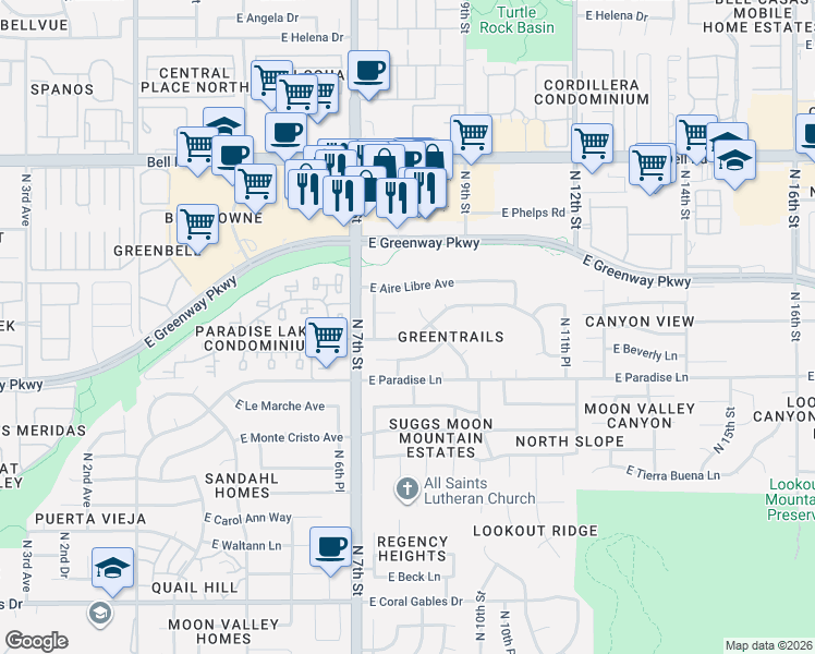 map of restaurants, bars, coffee shops, grocery stores, and more near 810 North 8th Place in Phoenix