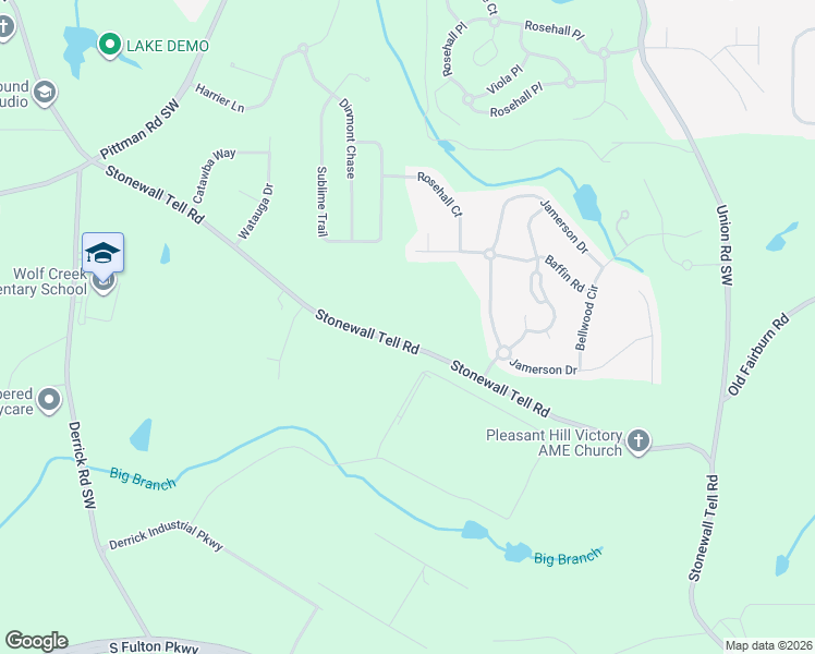 map of restaurants, bars, coffee shops, grocery stores, and more near 4460 Stonewall Tell Road in College Park