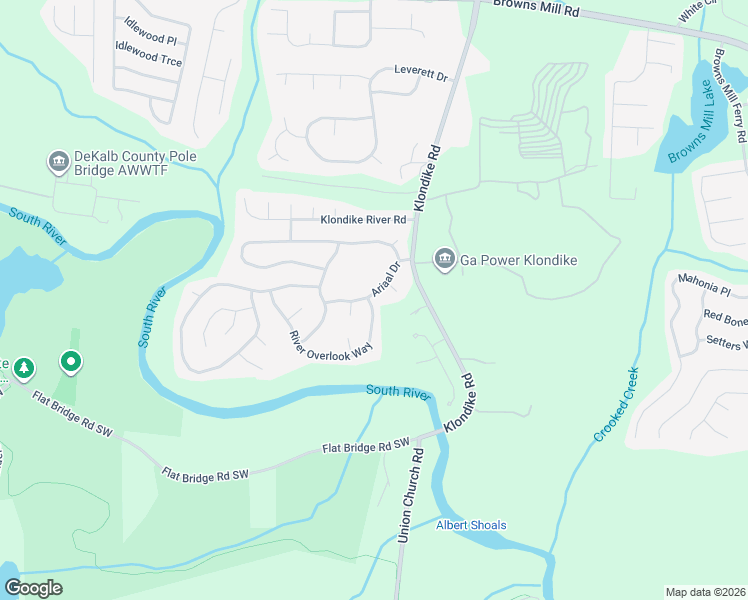 map of restaurants, bars, coffee shops, grocery stores, and more near 6355 Ariaal Drive in Stonecrest
