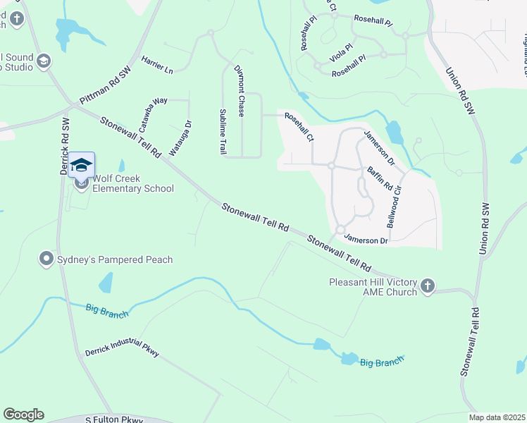 map of restaurants, bars, coffee shops, grocery stores, and more near 4440 Stonewall Tell Road in Atlanta