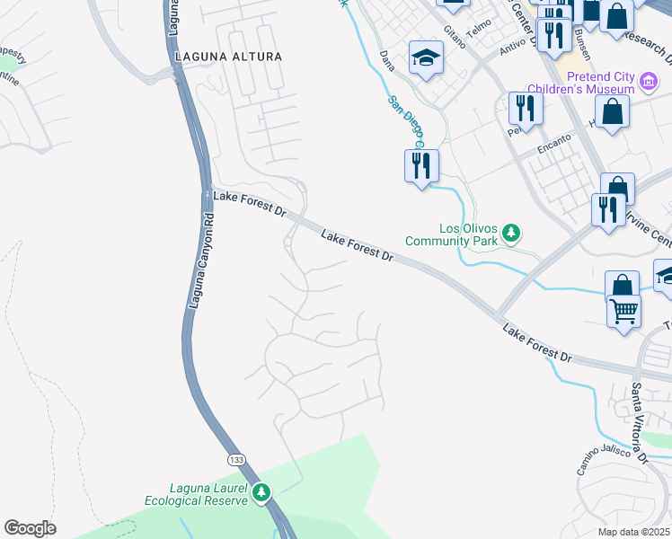 map of restaurants, bars, coffee shops, grocery stores, and more near 111 Gardenview in Irvine