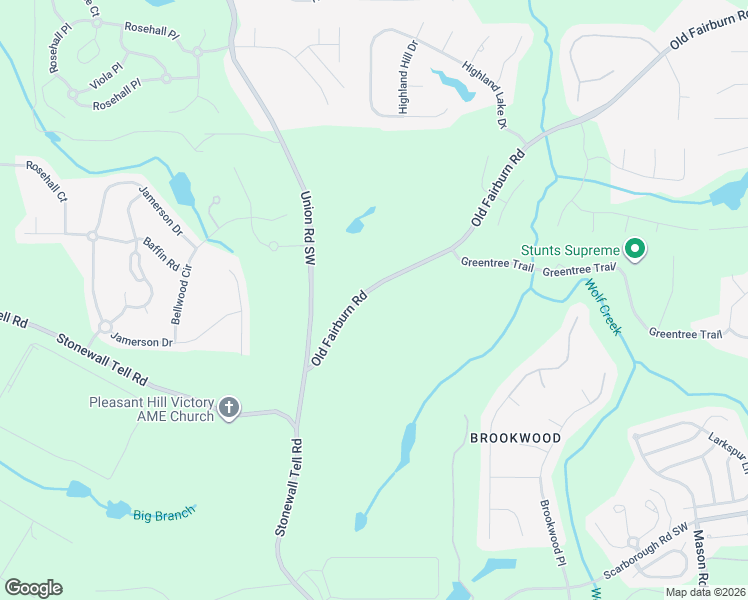 map of restaurants, bars, coffee shops, grocery stores, and more near 4420 Old Fairburn Road in Atlanta