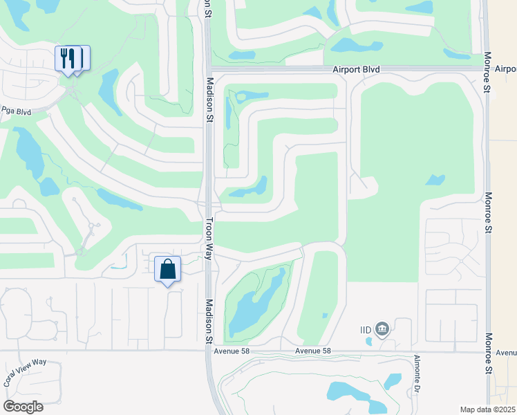 map of restaurants, bars, coffee shops, grocery stores, and more near 81100 Legends Way in La Quinta