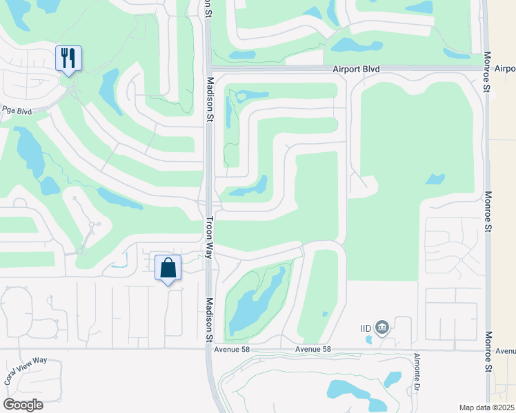 map of restaurants, bars, coffee shops, grocery stores, and more near 81100 Legends Way in La Quinta