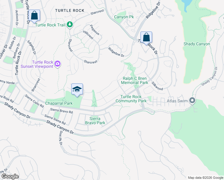 map of restaurants, bars, coffee shops, grocery stores, and more near 23 Cedar Ridge in Irvine