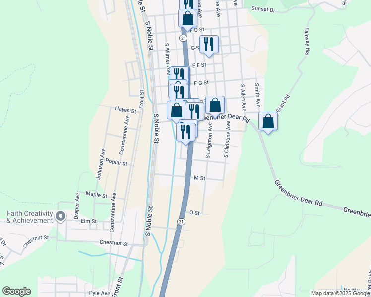map of restaurants, bars, coffee shops, grocery stores, and more near 1000 Quintard Avenue in Anniston