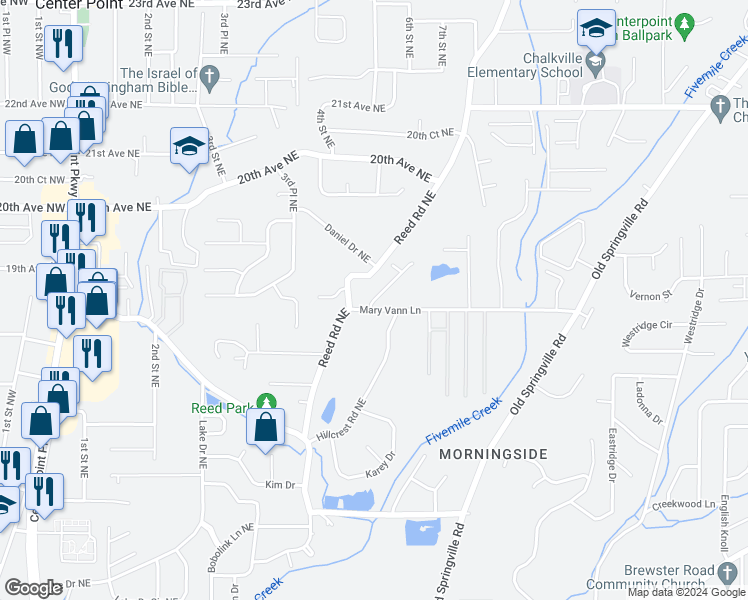 map of restaurants, bars, coffee shops, grocery stores, and more near Hamilton Place in Birmingham