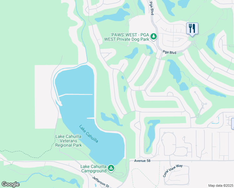 map of restaurants, bars, coffee shops, grocery stores, and more near 57058 Merion in La Quinta