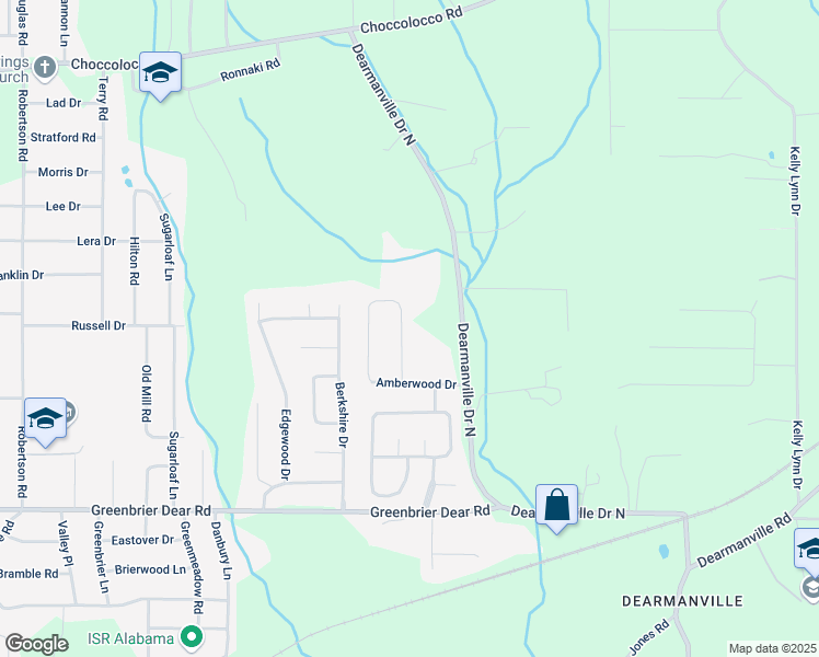 map of restaurants, bars, coffee shops, grocery stores, and more near 4730 Amberwood Lane in Anniston