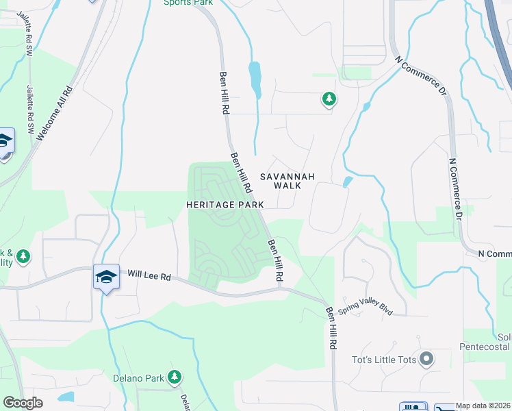 map of restaurants, bars, coffee shops, grocery stores, and more near 4325 Ben Hill Road in College Park