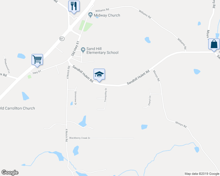 map of restaurants, bars, coffee shops, grocery stores, and more near 225 Sandhill Hulett Road in Villa Rica