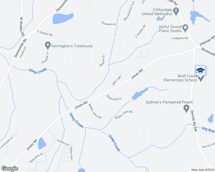 map of restaurants, bars, coffee shops, grocery stores, and more near 640 Blueangel Drive in Atlanta
