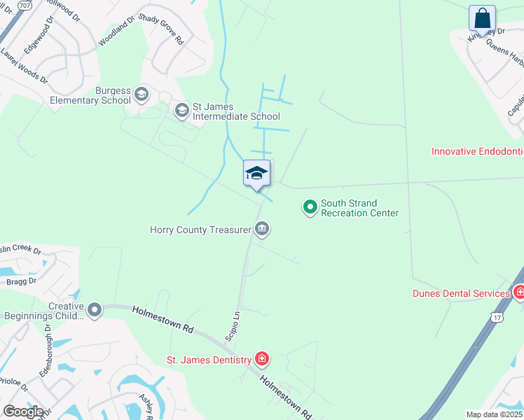 map of restaurants, bars, coffee shops, grocery stores, and more near 9645 Scipio Lane in Myrtle Beach
