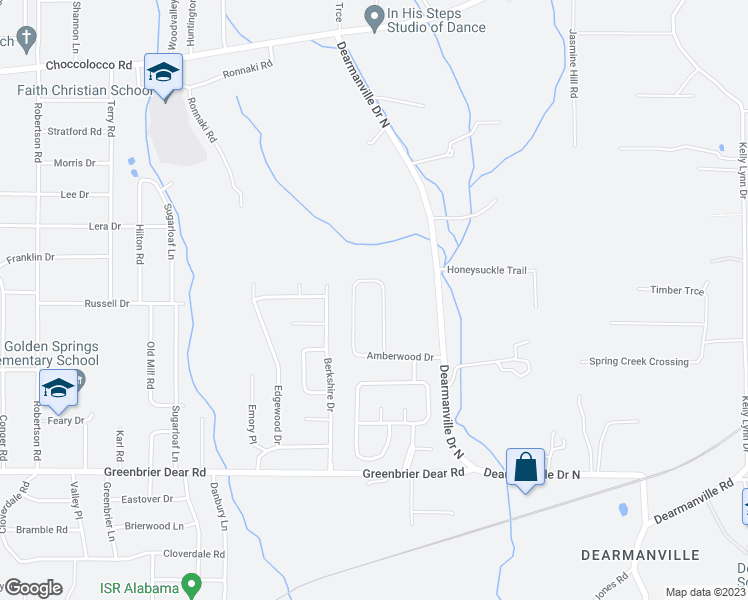 map of restaurants, bars, coffee shops, grocery stores, and more near 4711 Amberwood Lane in Anniston