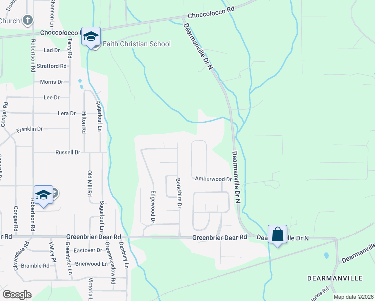 map of restaurants, bars, coffee shops, grocery stores, and more near 4664 Amberwood Lane in Anniston