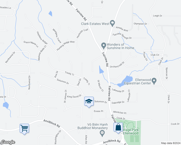 map of restaurants, bars, coffee shops, grocery stores, and more near 140 Bond Lake Drive in Ellenwood