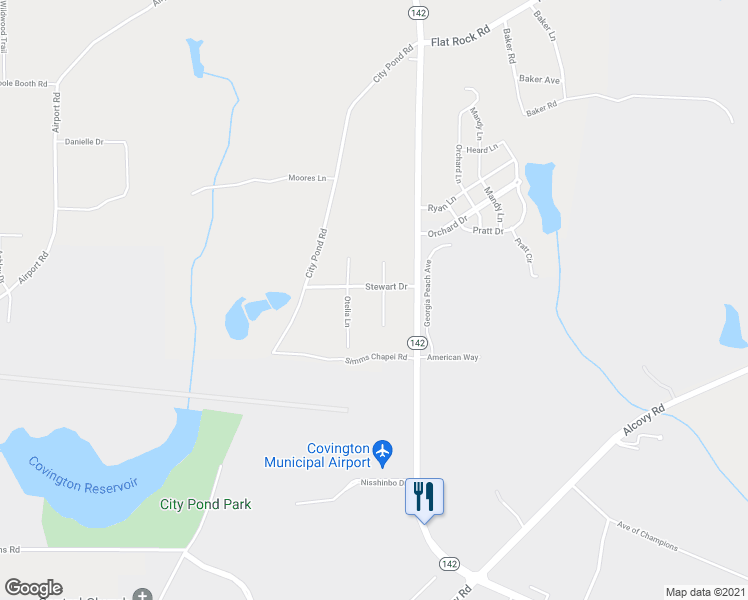 map of restaurants, bars, coffee shops, grocery stores, and more near 60 Roberts Lane in Covington