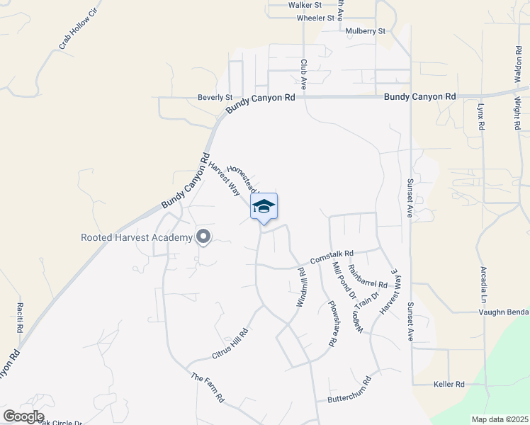 map of restaurants, bars, coffee shops, grocery stores, and more near 24473 Wagon Wheel Lane in Wildomar