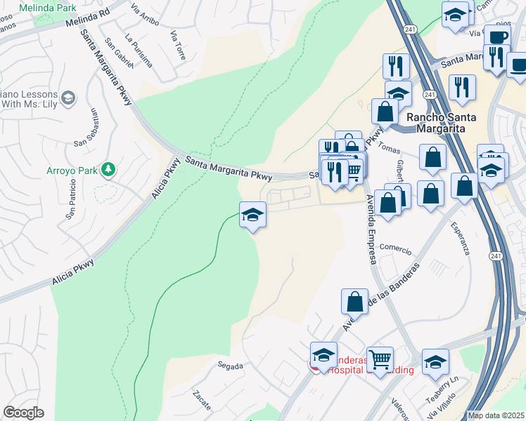 map of restaurants, bars, coffee shops, grocery stores, and more near in Rancho Santa Margarita