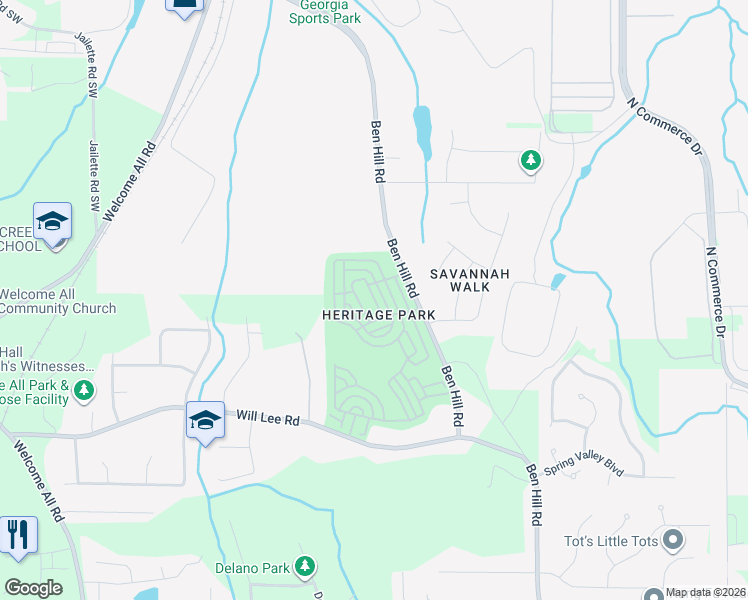 map of restaurants, bars, coffee shops, grocery stores, and more near 4578 Parkview Square in Atlanta